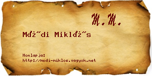 Módi Miklós névjegykártya